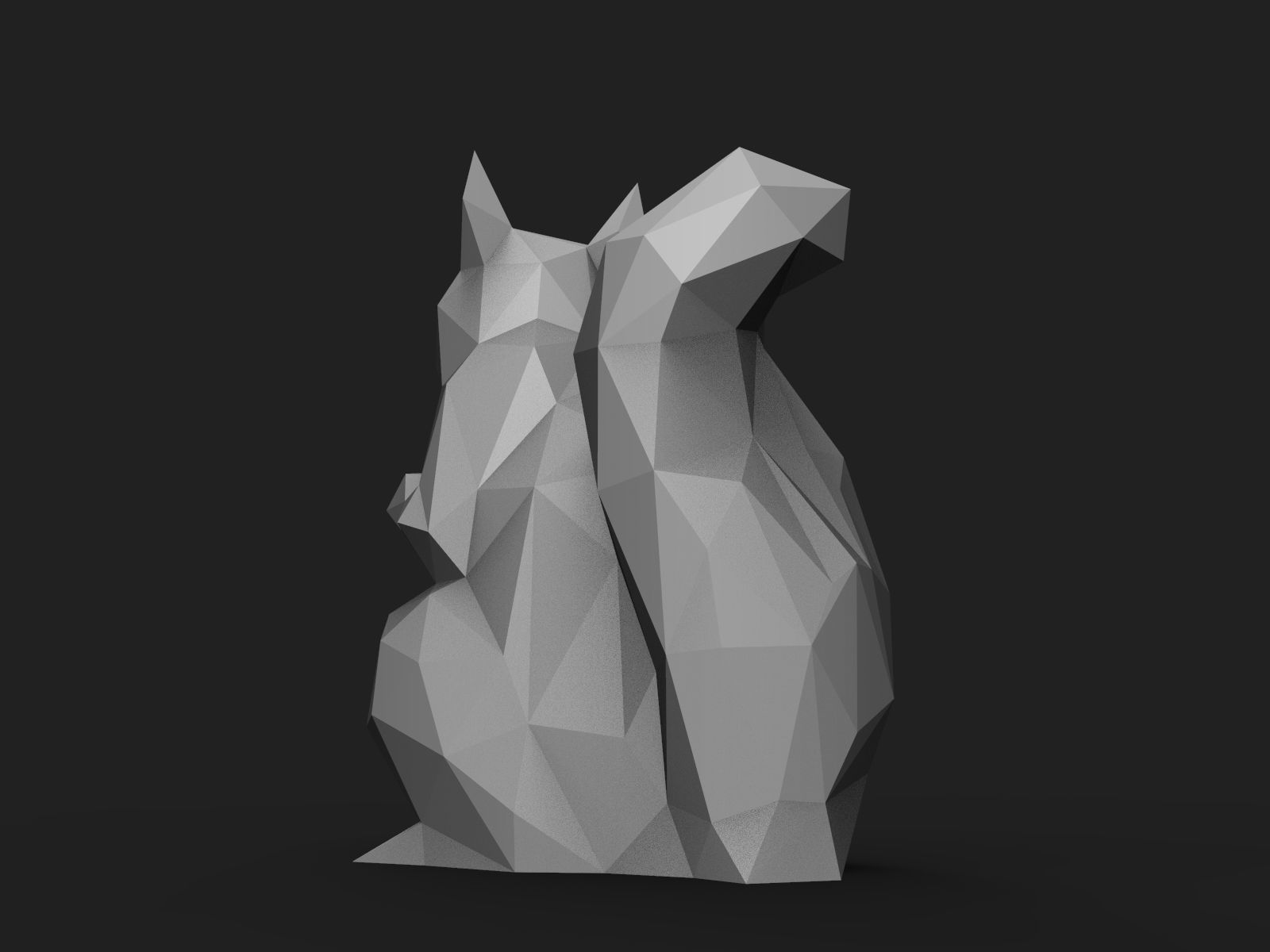 Squirrel Low Poly polygonal cat 3D print model_6