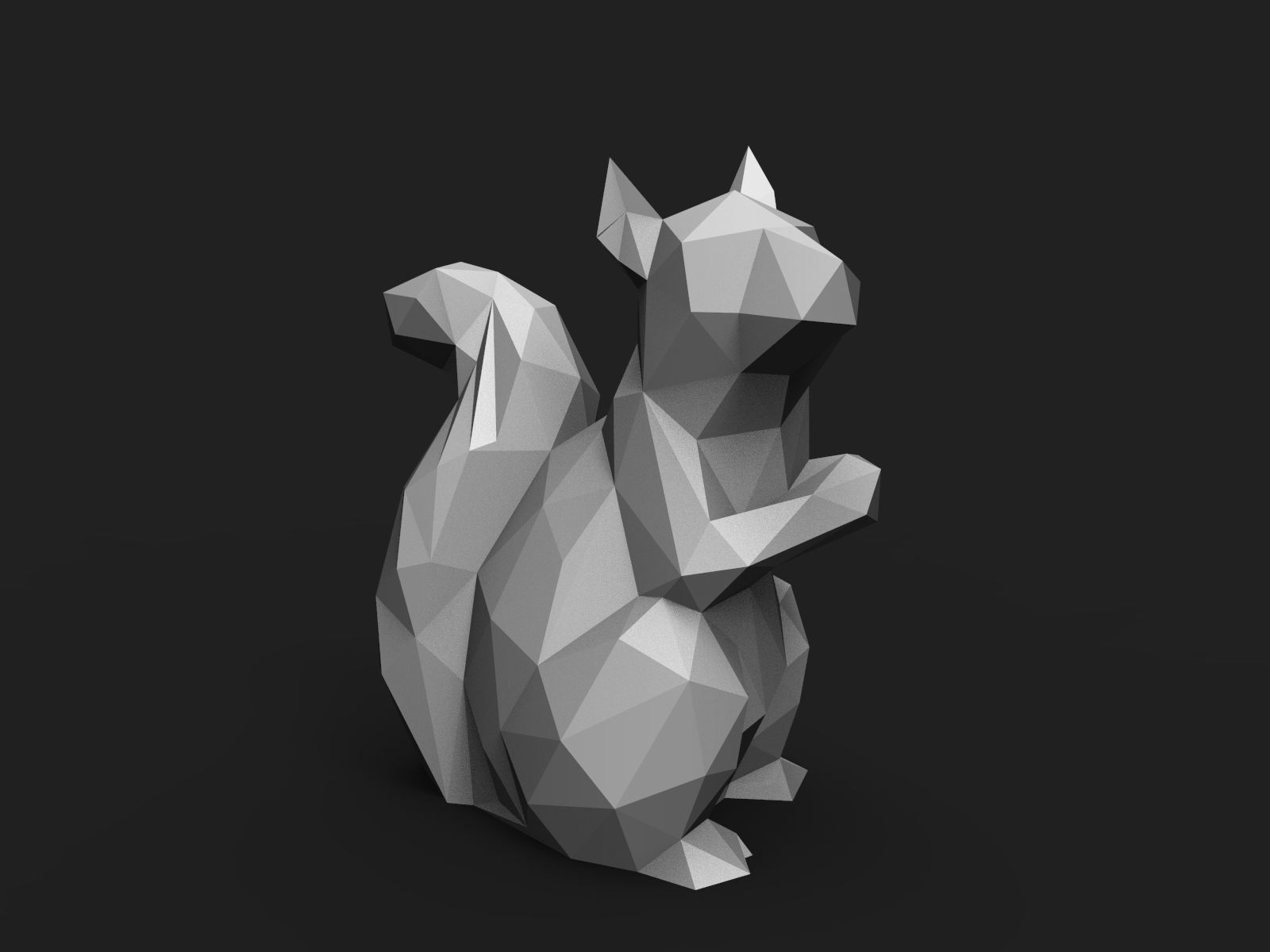 Squirrel Low Poly polygonal cat 3D print model_1