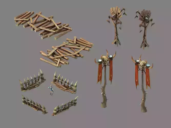 Game Nagisen Grassland - Wooden Bridge - Fence - Flag