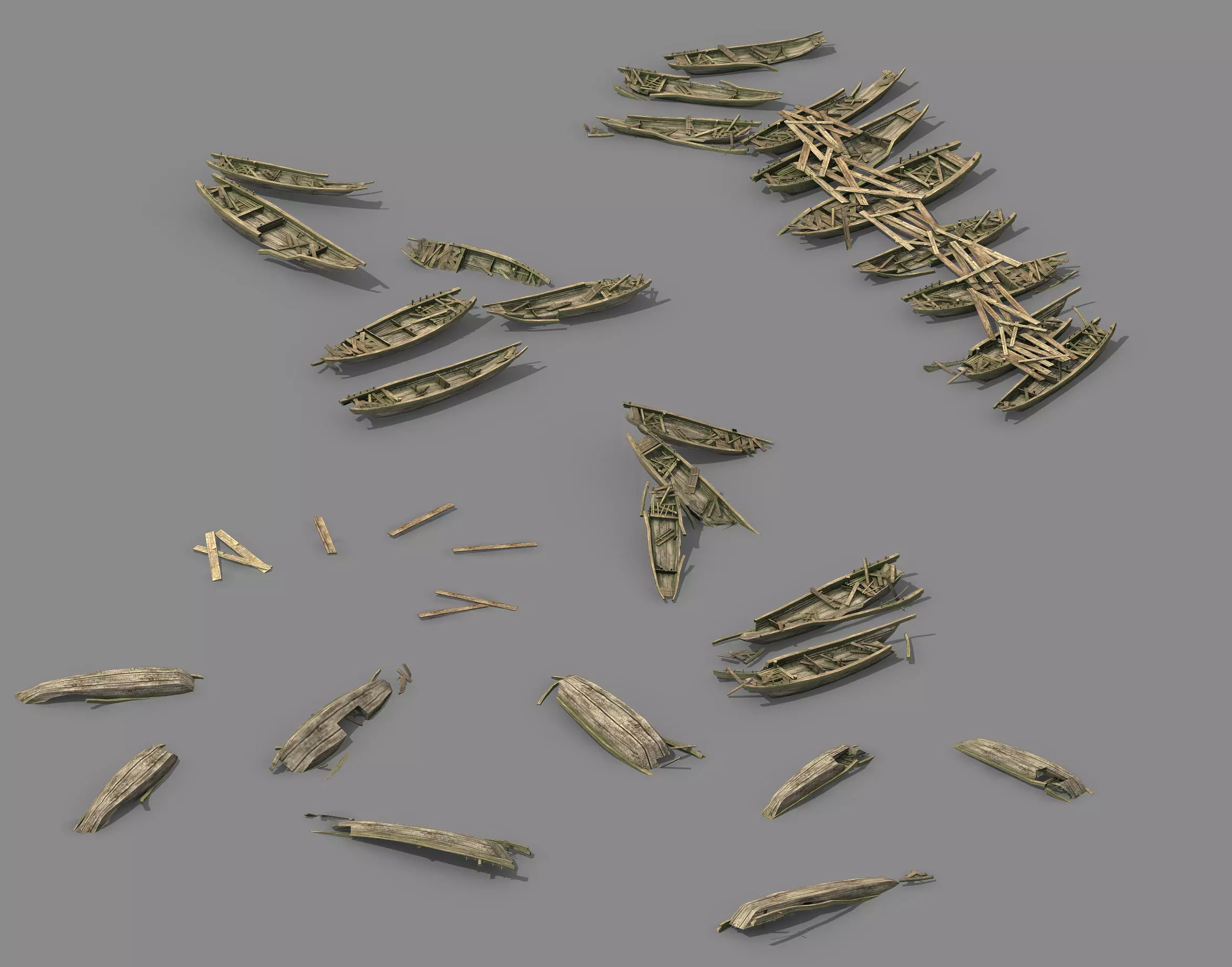 Game Exploring the Mountains - Broken - Wooden Boat 01 3D model_0