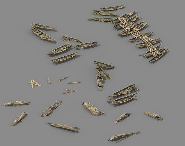 Game Exploring the Mountains - Broken - Wooden Boat 01 3D model