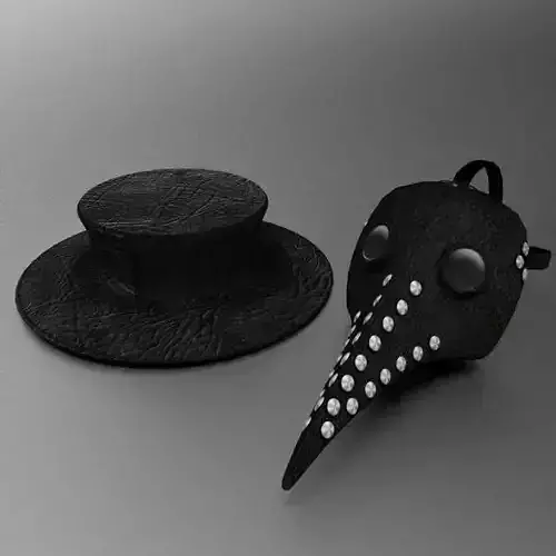 Plague Doctors mask and hat Free 3D model