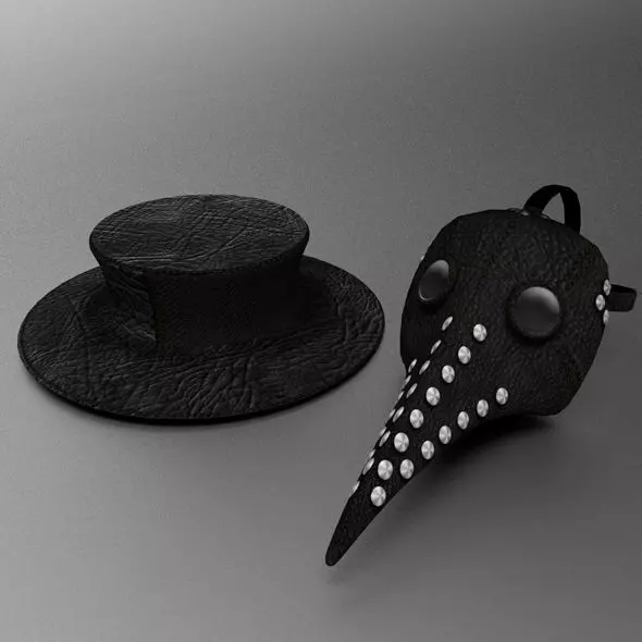 Plague Doctors mask and hat Free 3D model