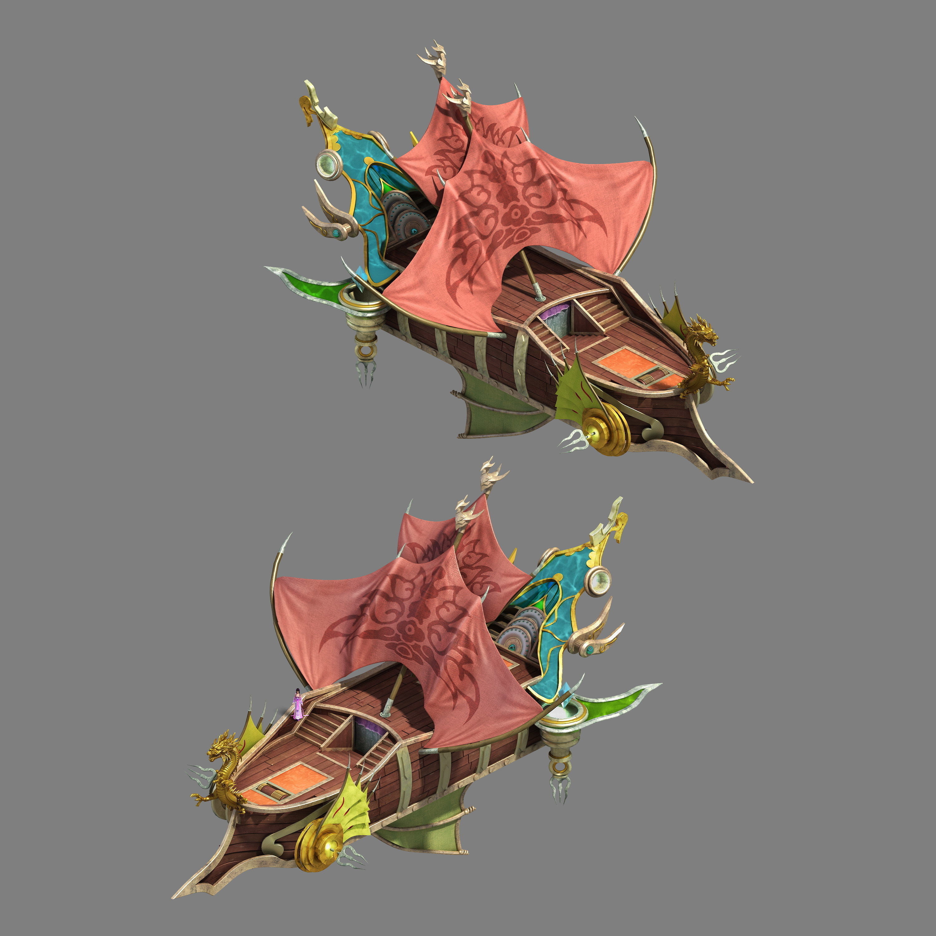 Game Ancient - Barracks Battleship 3D model_5