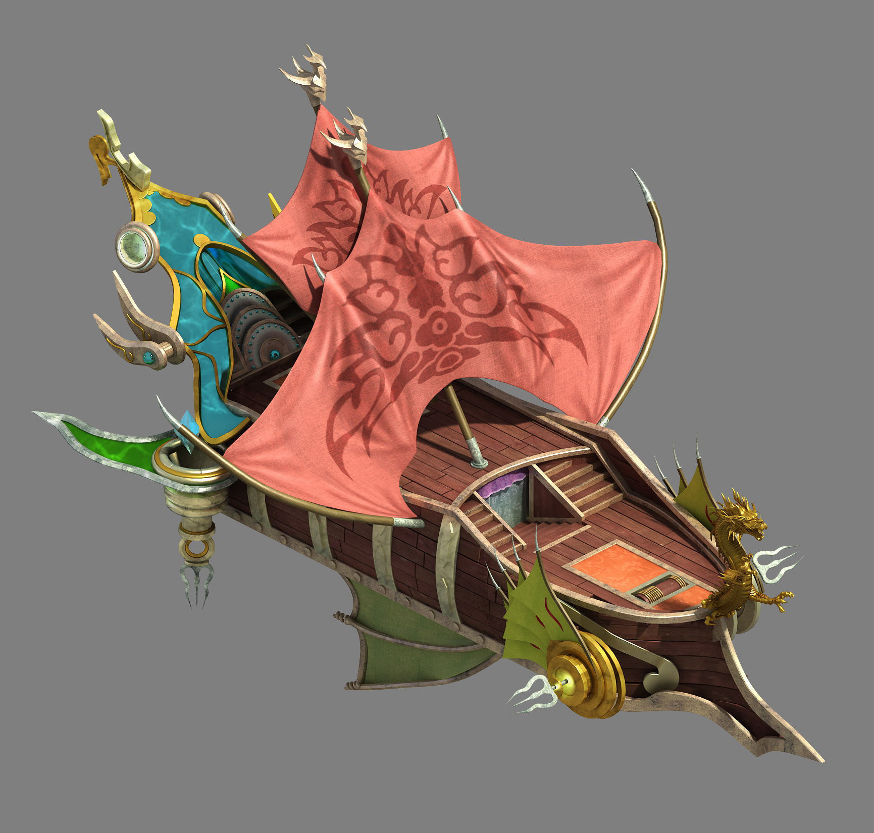 Game Ancient - Barracks Battleship 3D model_2