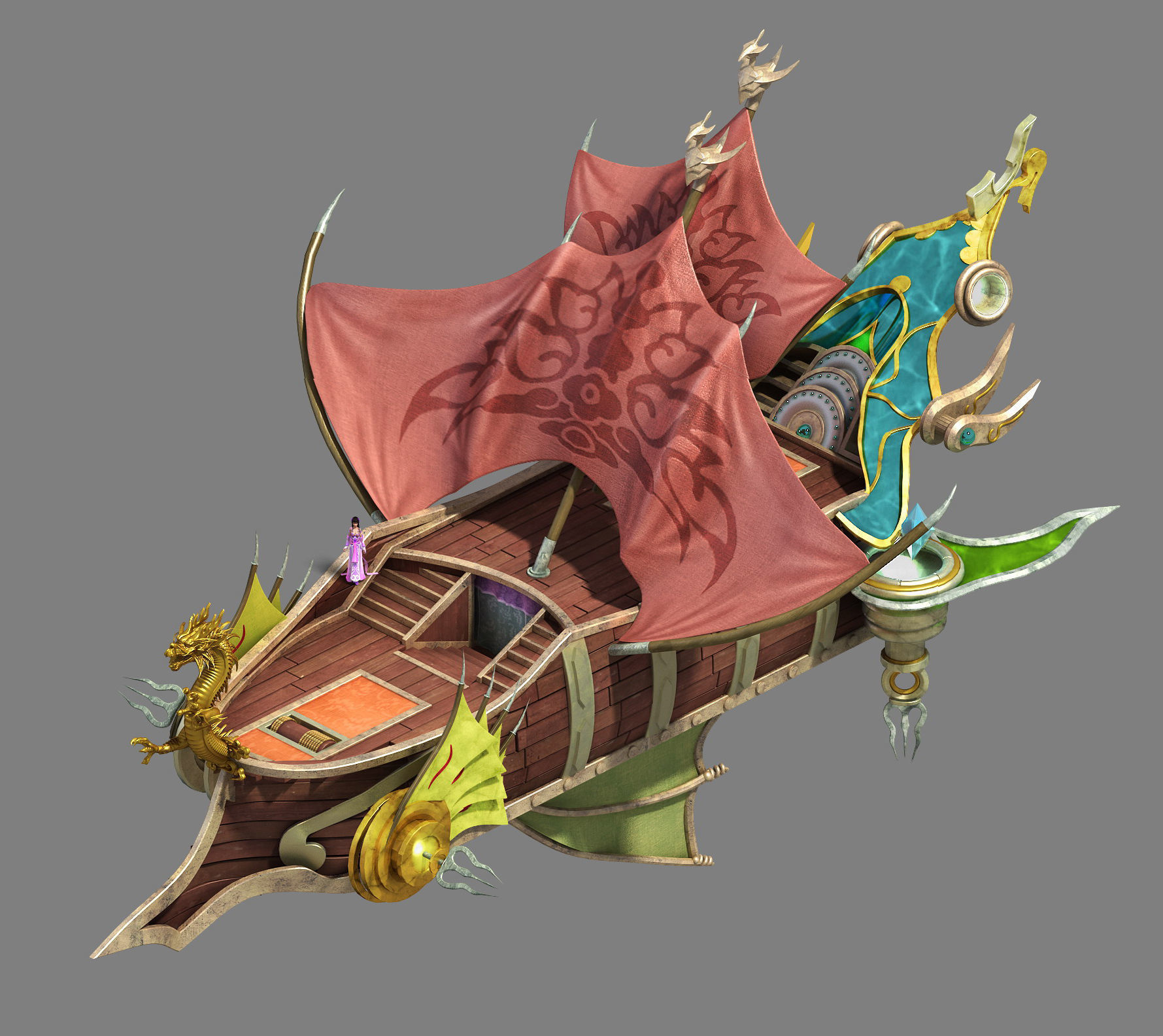 Game Ancient - Barracks Battleship 3D model_1