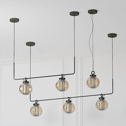 Simple Nordic Style Amber Globe Glass Shade 3D model