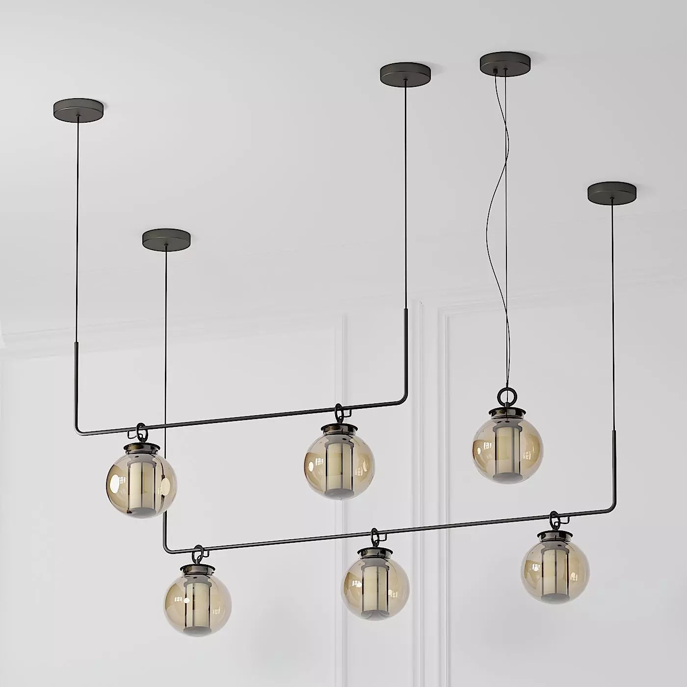 Simple Nordic Style Amber Globe Glass Shade 3D model_0