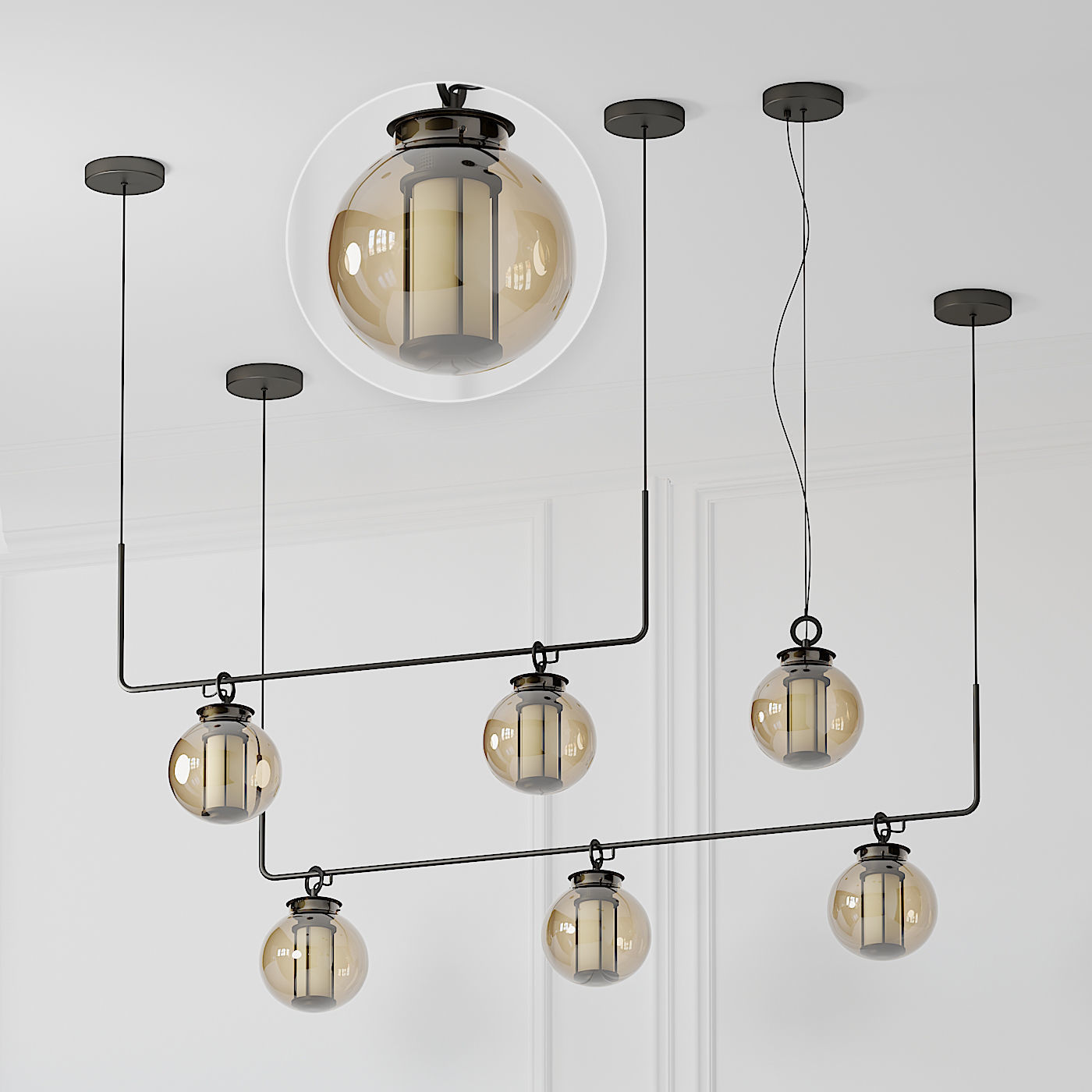 Simple Nordic Style Amber Globe Glass Shade 3D model_6