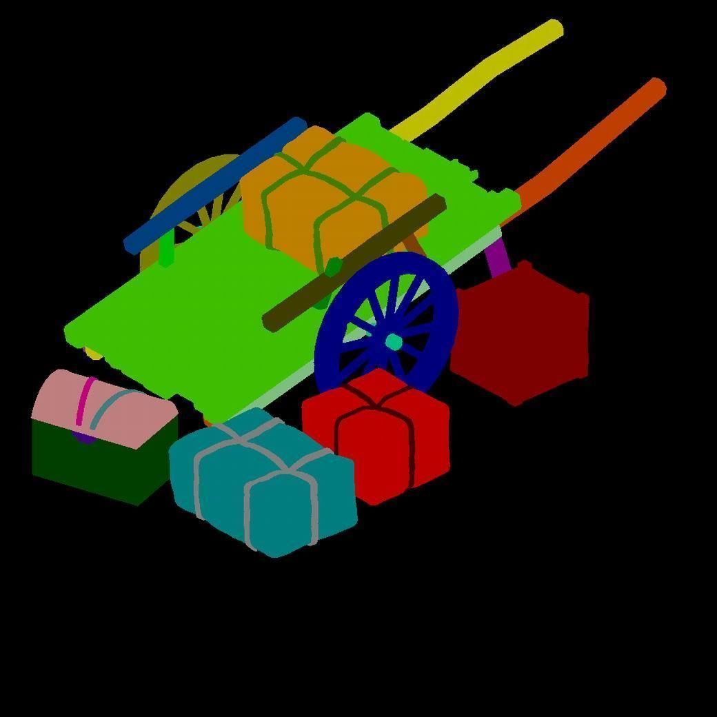 Game Transportation - Wooden Carts 3D model_2