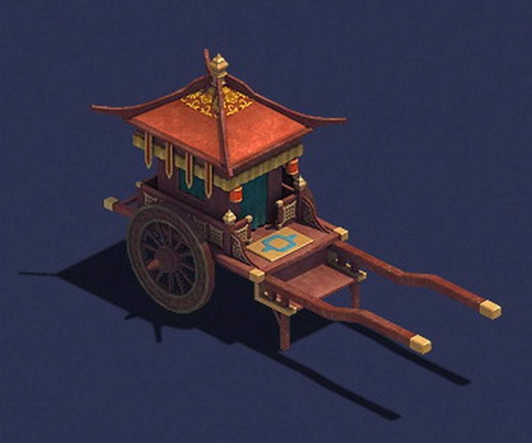 Game Chinese ancient - red carriage 3D model_2