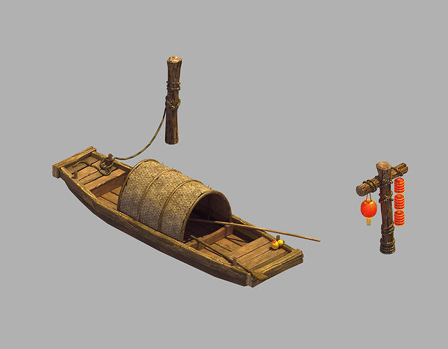 Game Ancient China - Transportation - Boat 03 3D model