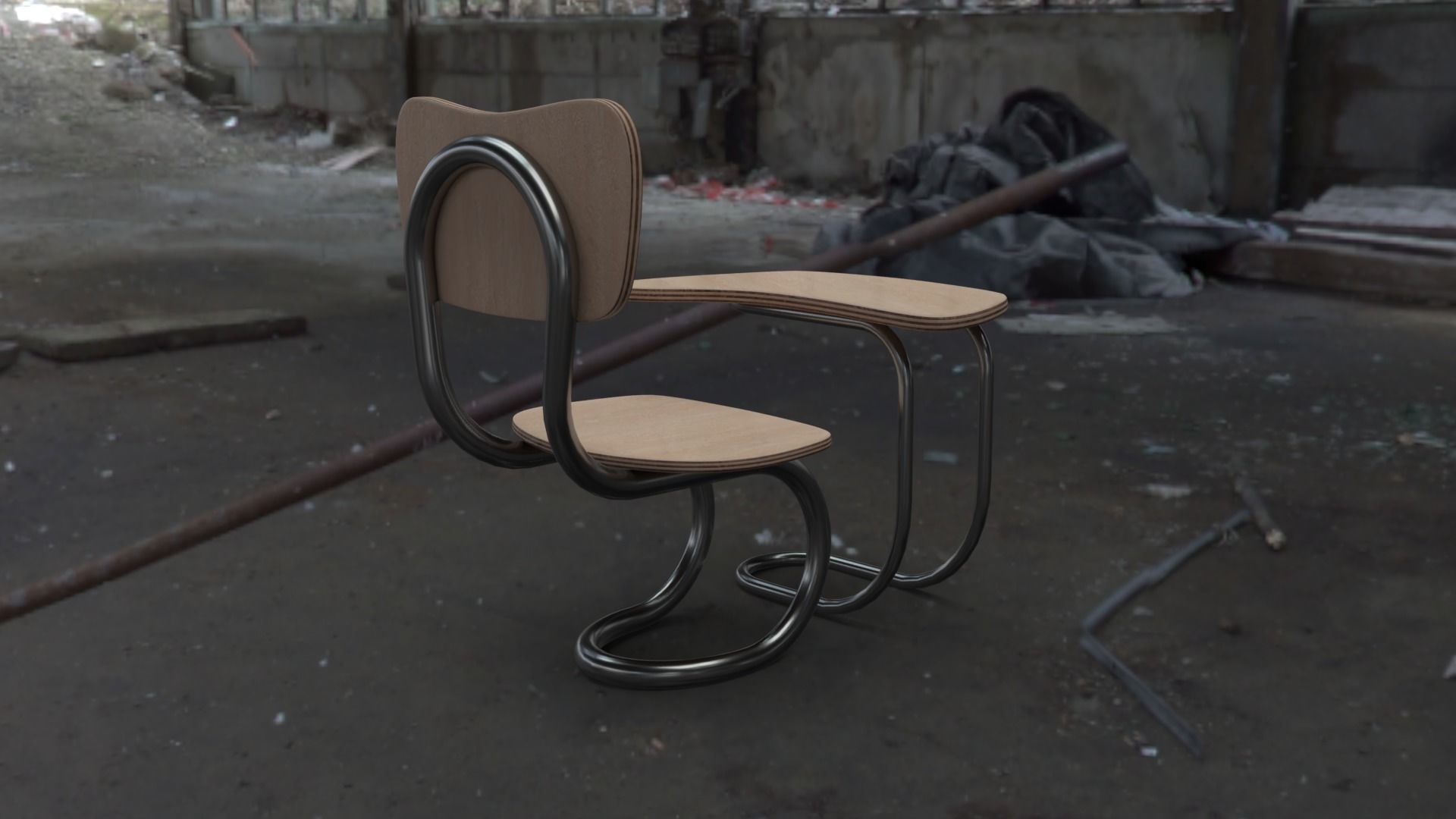 School Chair Free 3D model_1