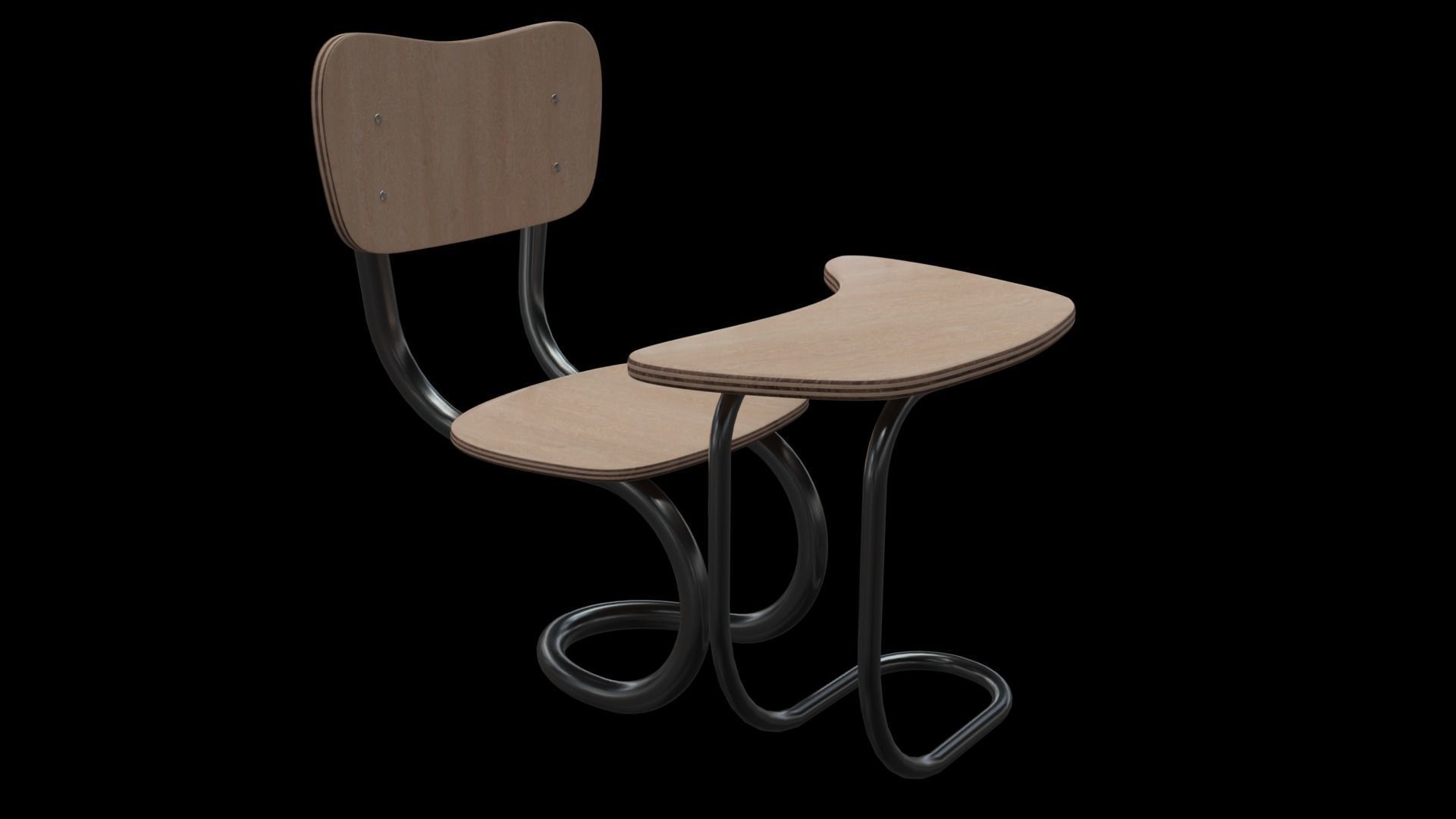 School Chair Free 3D model_4