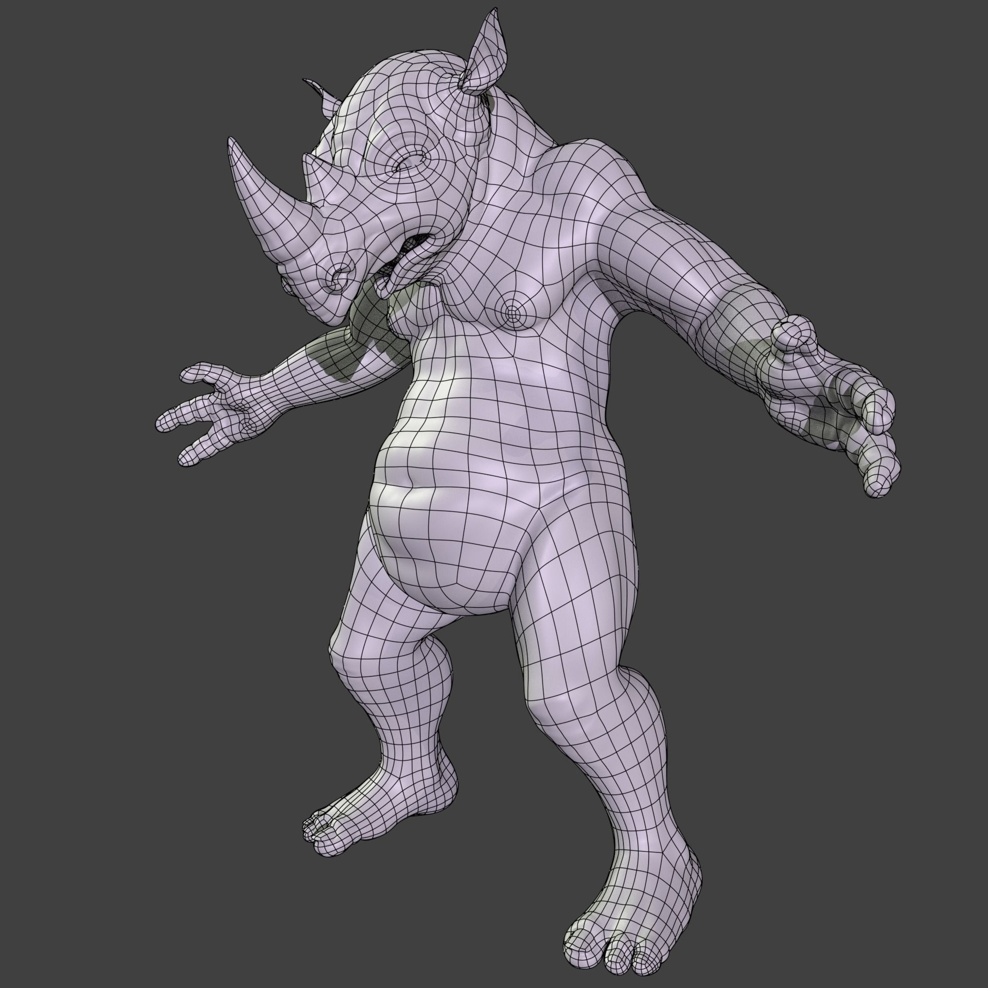 Rhino Mutant Warrior 3D model_2