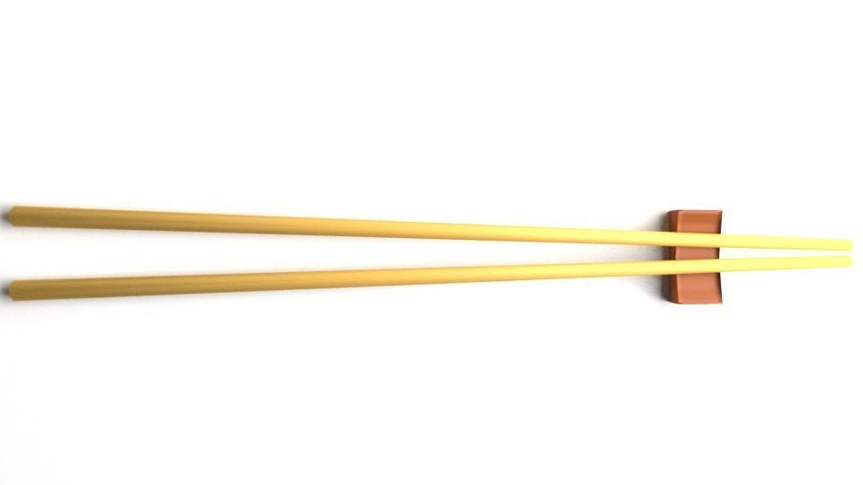 Chopstick pair of wooden chopsticks 3D model_1