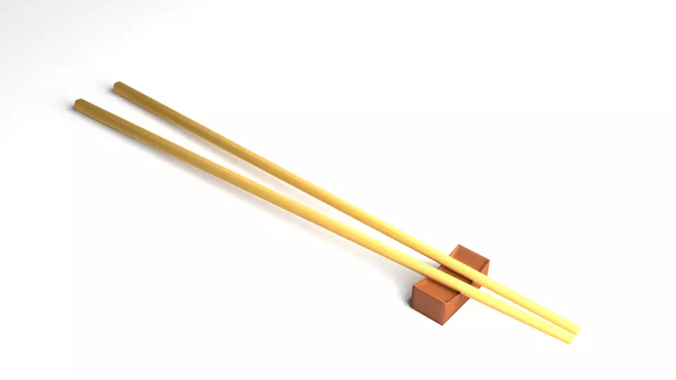 Chopstick pair of wooden chopsticks 3D model_0
