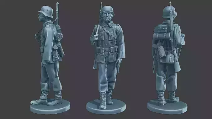 German soldier ww2 walk G1 3D print model