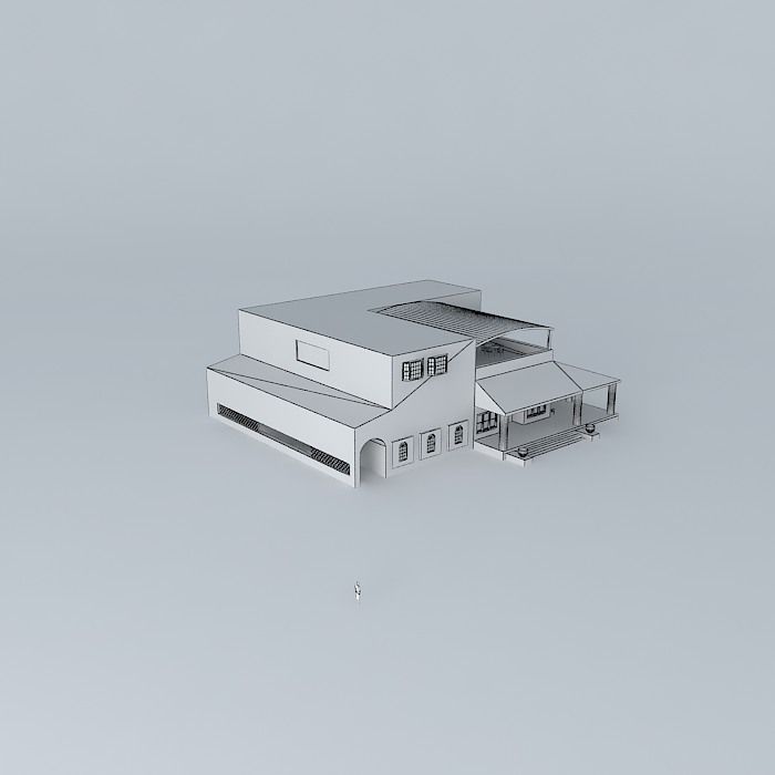 HACIENDIA building with roof 3D model_3