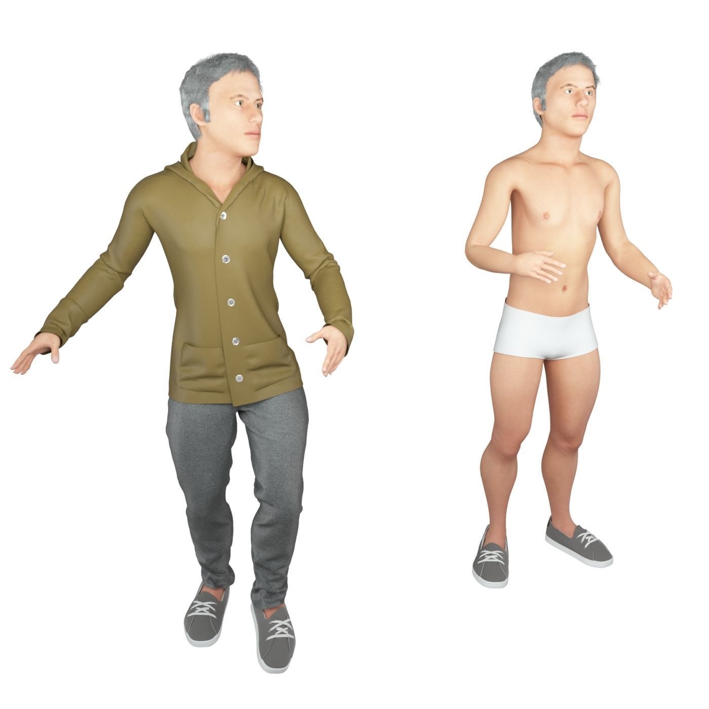 Family 4x models real cloth simulation conversation animation 2 3D Model Collection_7