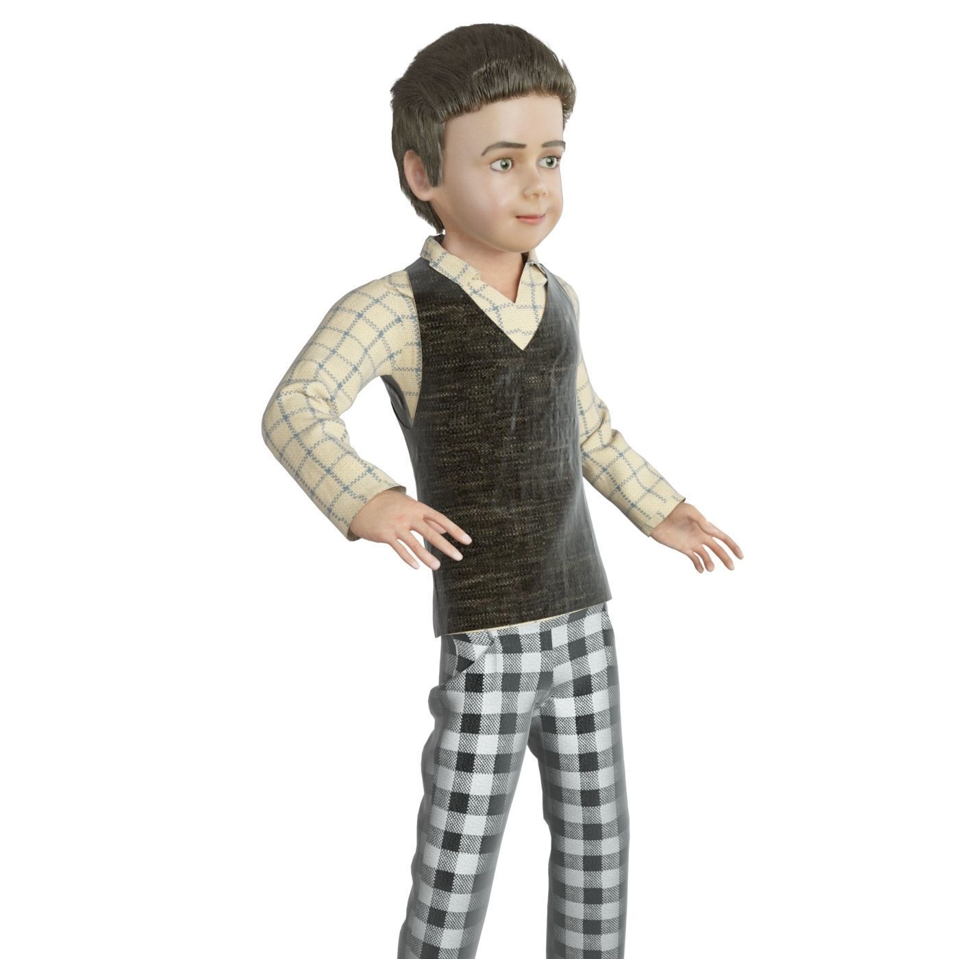 Family 4x models real cloth simulation conversation animation 2 3D Model Collection_14