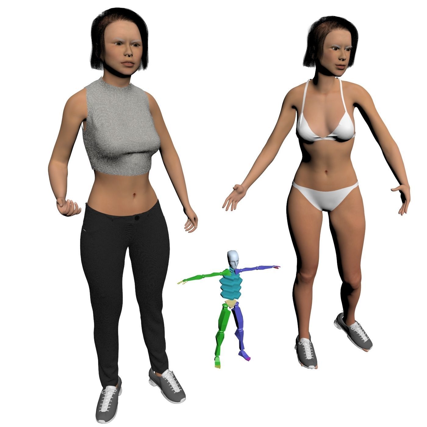 Family 4x models real cloth simulation conversation animation 2 3D Model Collection_5