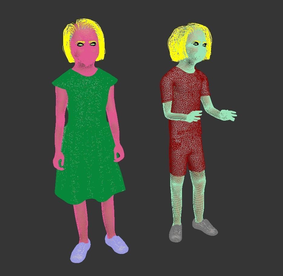 Family 4x models real cloth simulation conversation animation 2 3D Model Collection_30