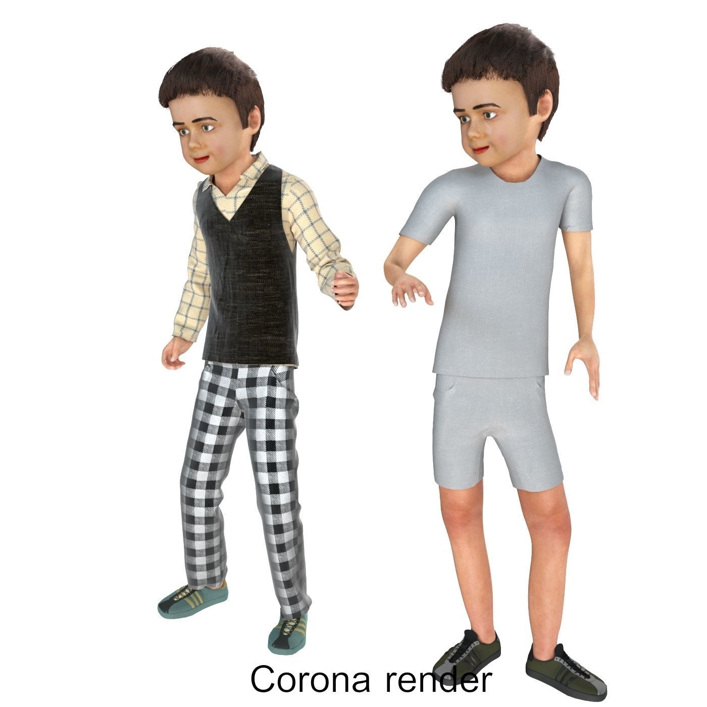 Family 4x models real cloth simulation conversation animation 2 3D Model Collection_15