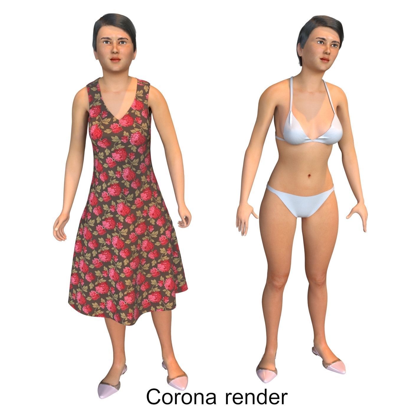 Family 4x models real cloth simulation conversation animation 3 3D Model Collection_21