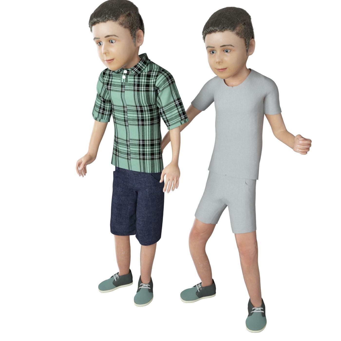 Family 4x models real cloth simulation conversation animation 3 3D Model Collection_1