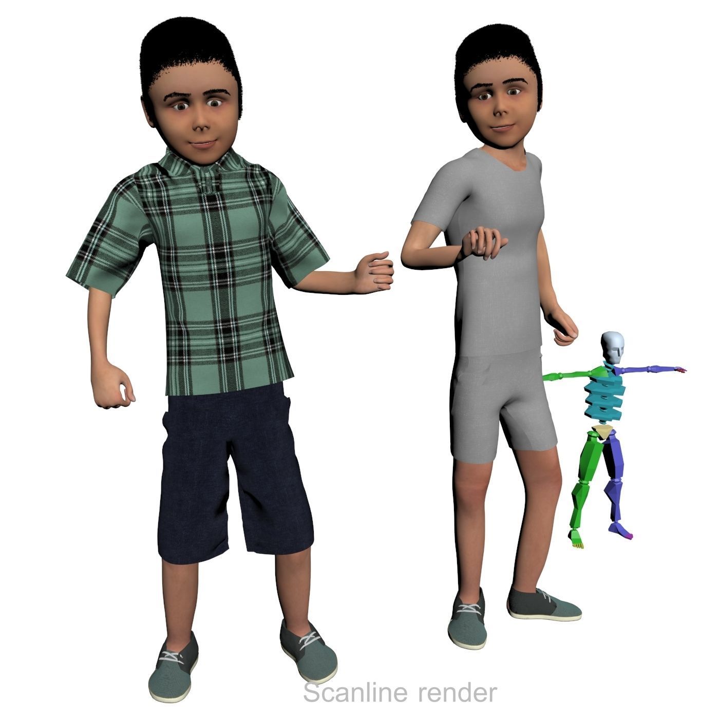 Family 4x models real cloth simulation conversation animation 3 3D Model Collection_5