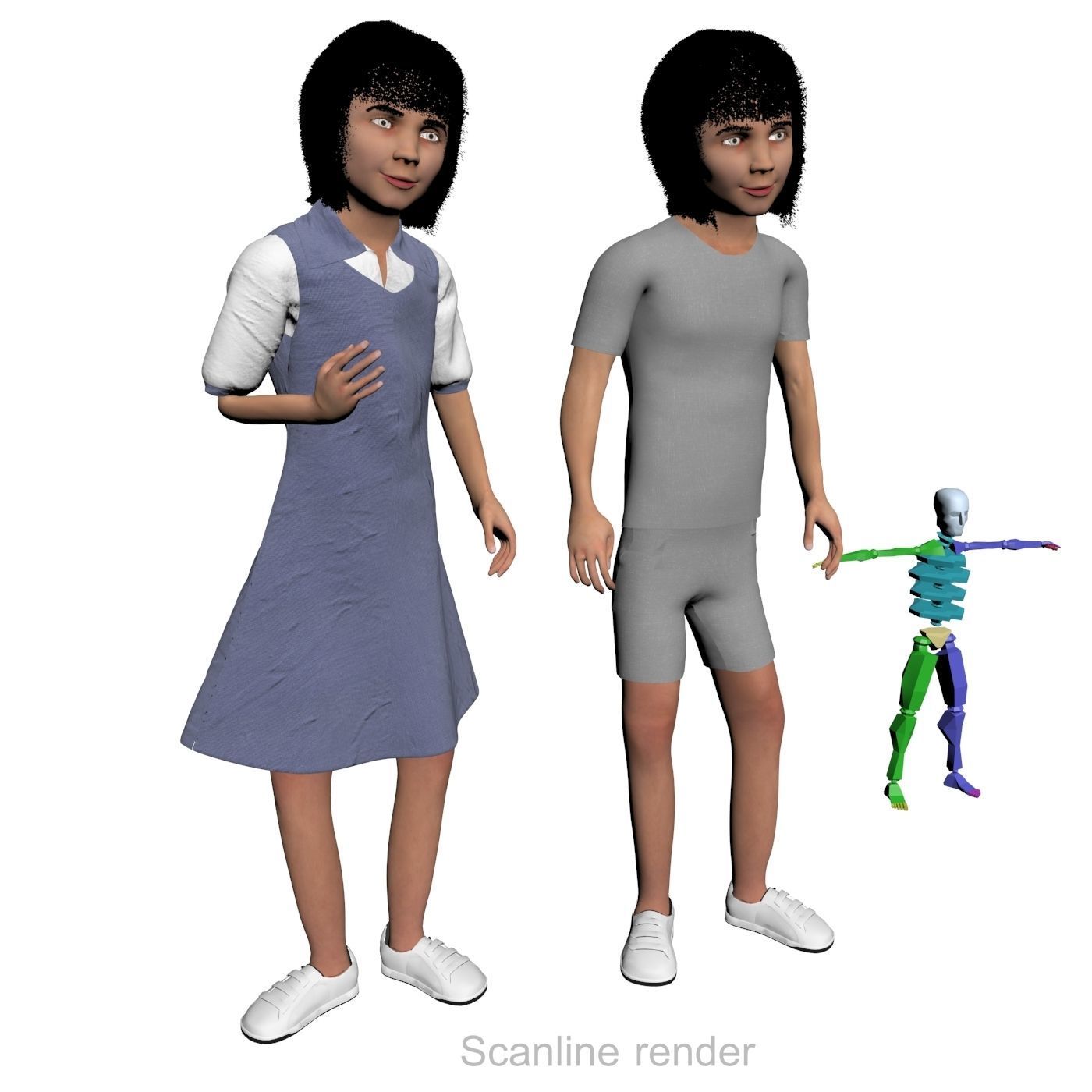 Family 4x models real cloth simulation conversation animation 4 3D Model Collection_23