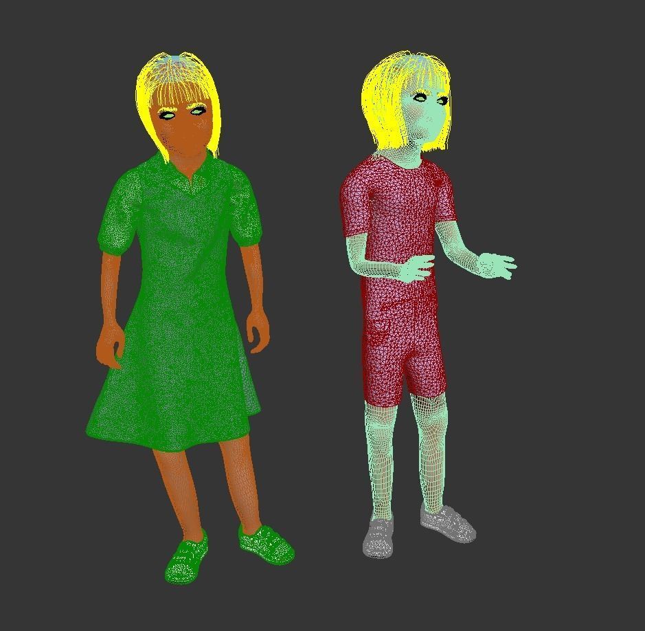 Family 4x models real cloth simulation conversation animation 4 3D Model Collection_25