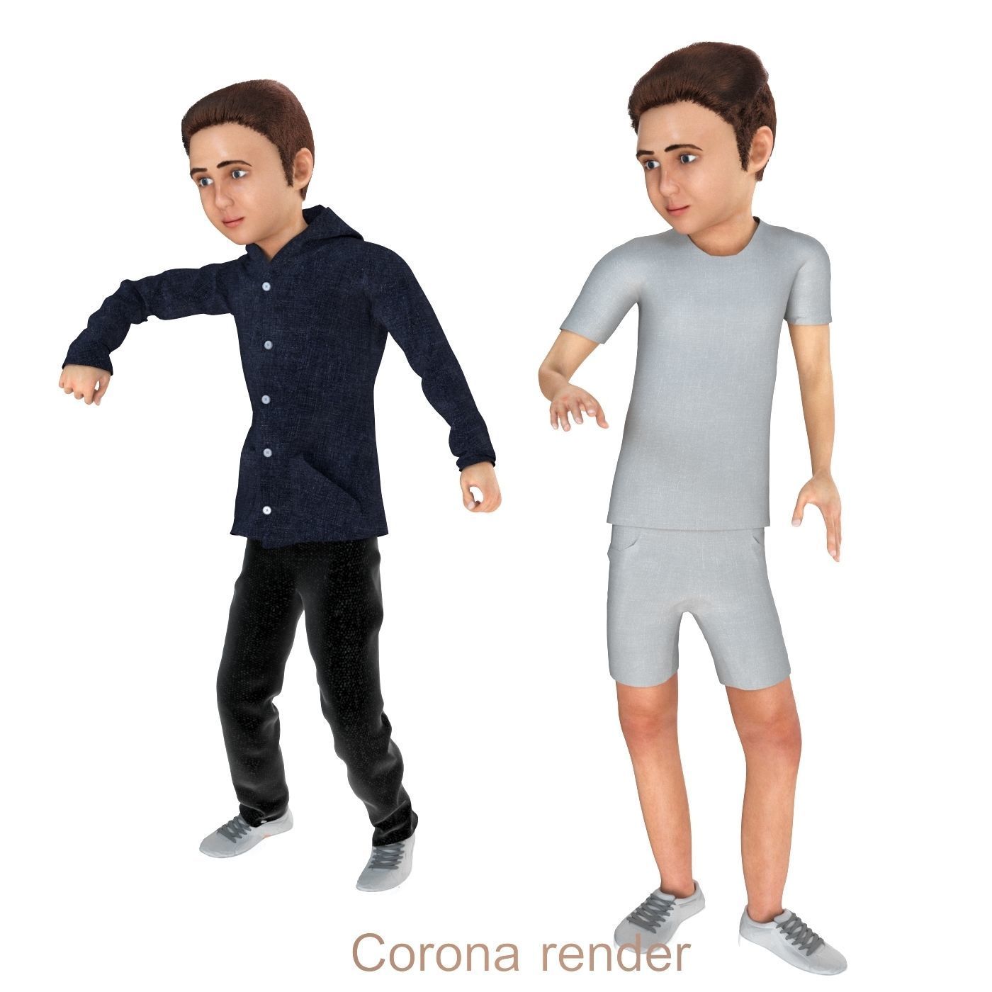 Family 4x models real cloth simulation conversation animation 4 3D Model Collection_16