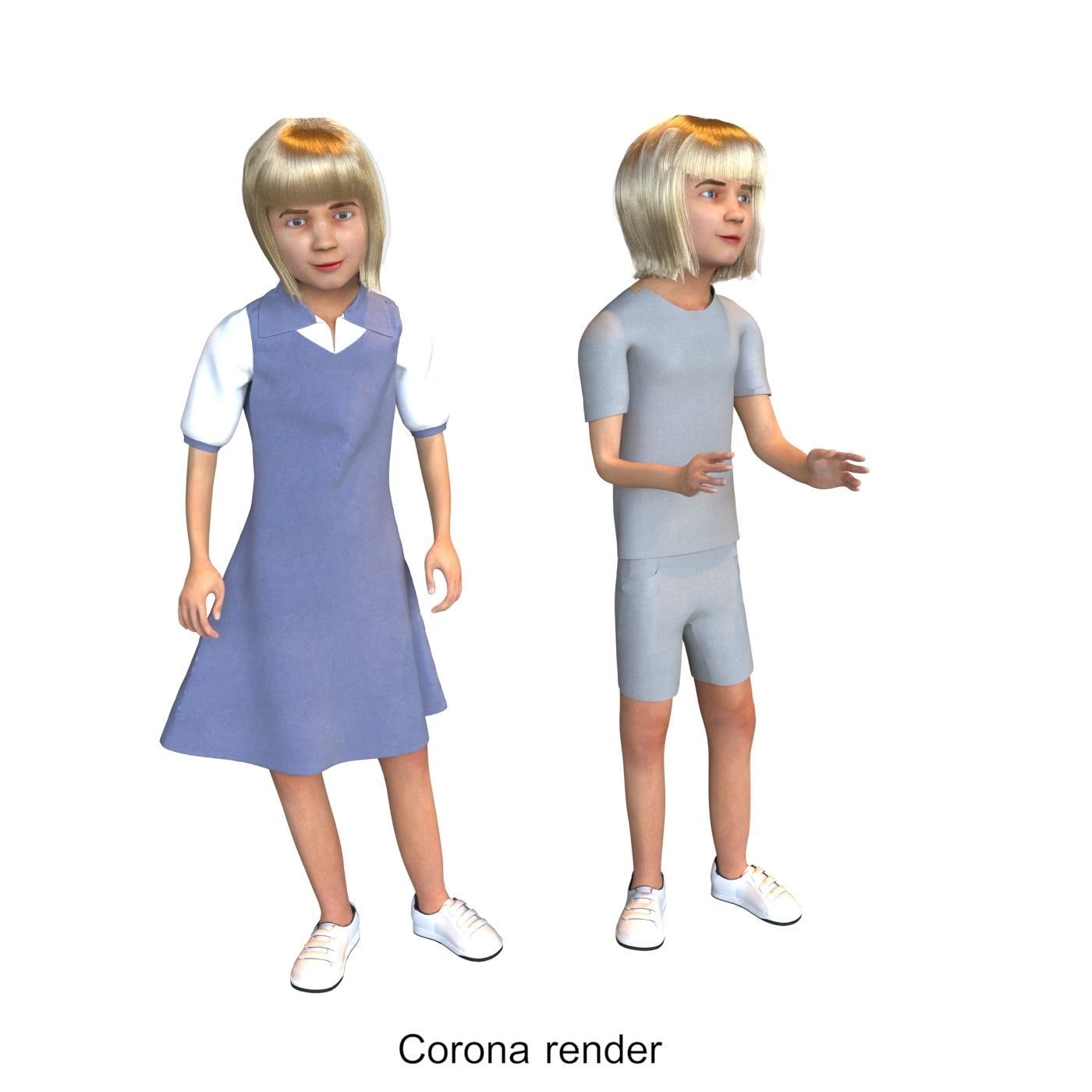 Family 4x models real cloth simulation conversation animation 4 3D Model Collection_21