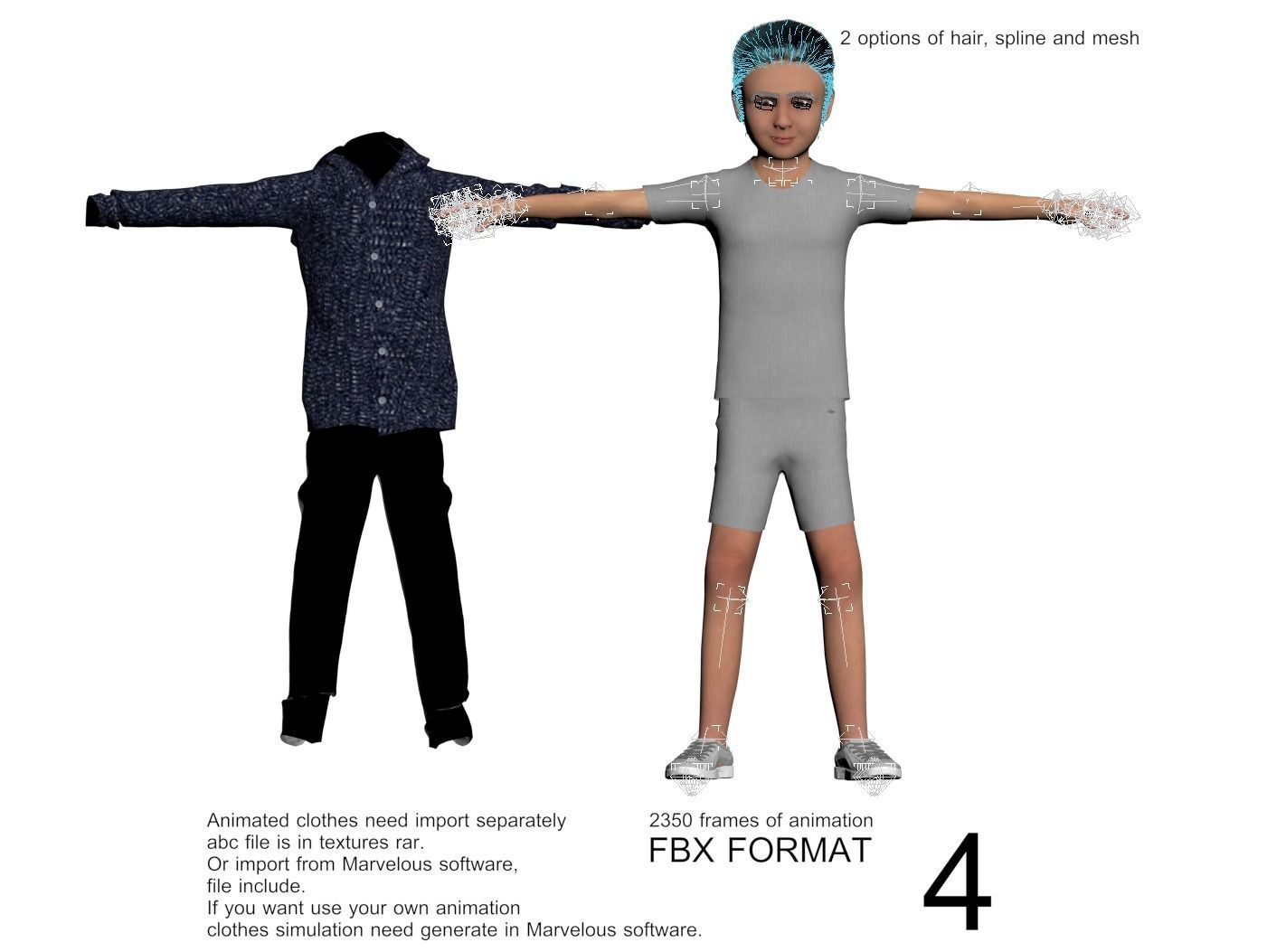 Family 4x models real cloth simulation conversation animation 4 3D Model Collection_17