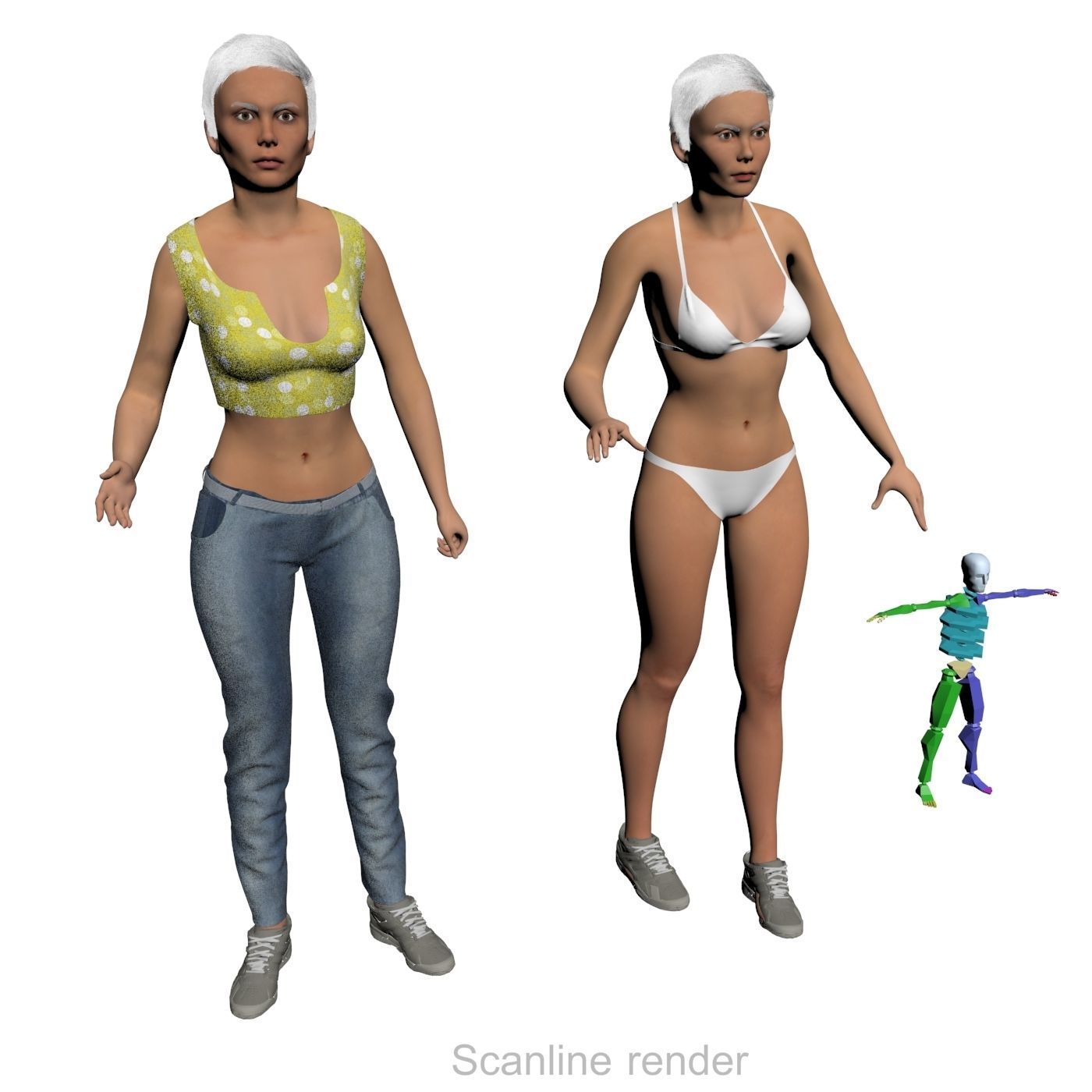 Family 4x models real cloth simulation conversation animation 4 3D Model Collection_4