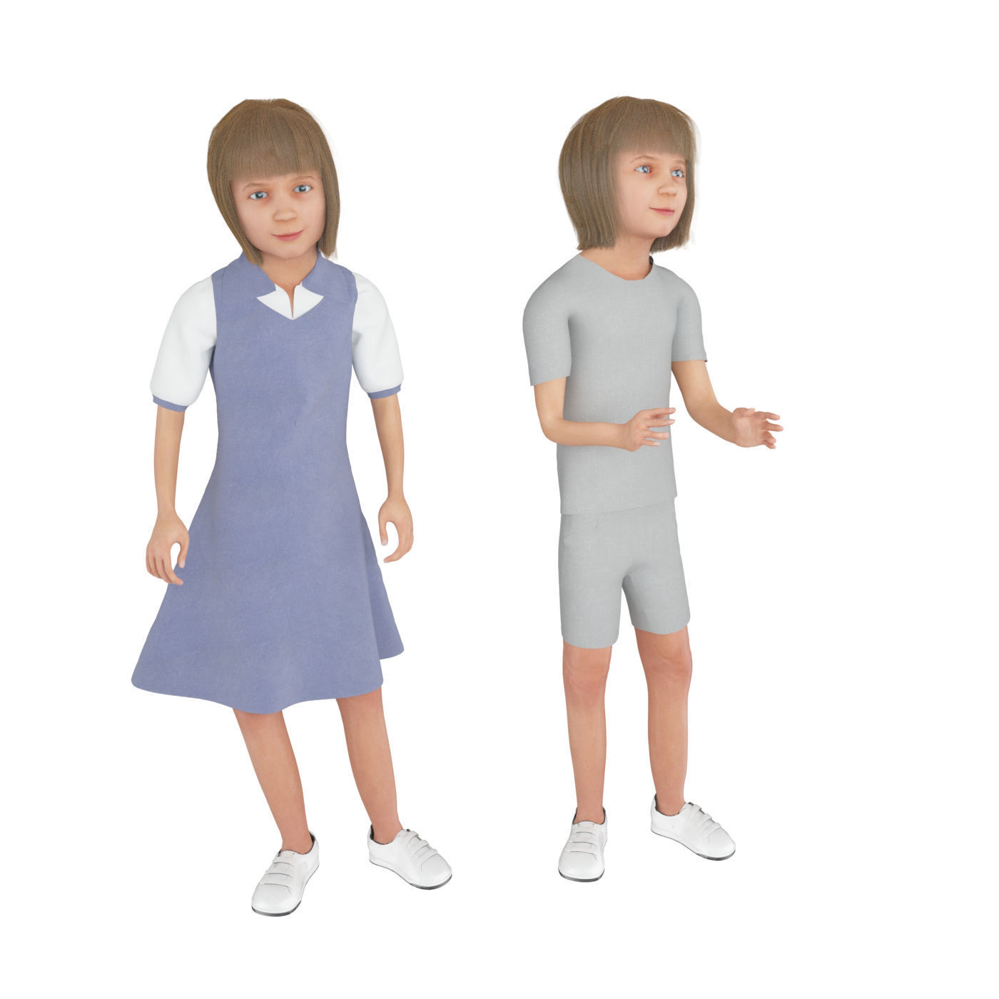 Family 4x models real cloth simulation conversation animation 4 3D Model Collection_20