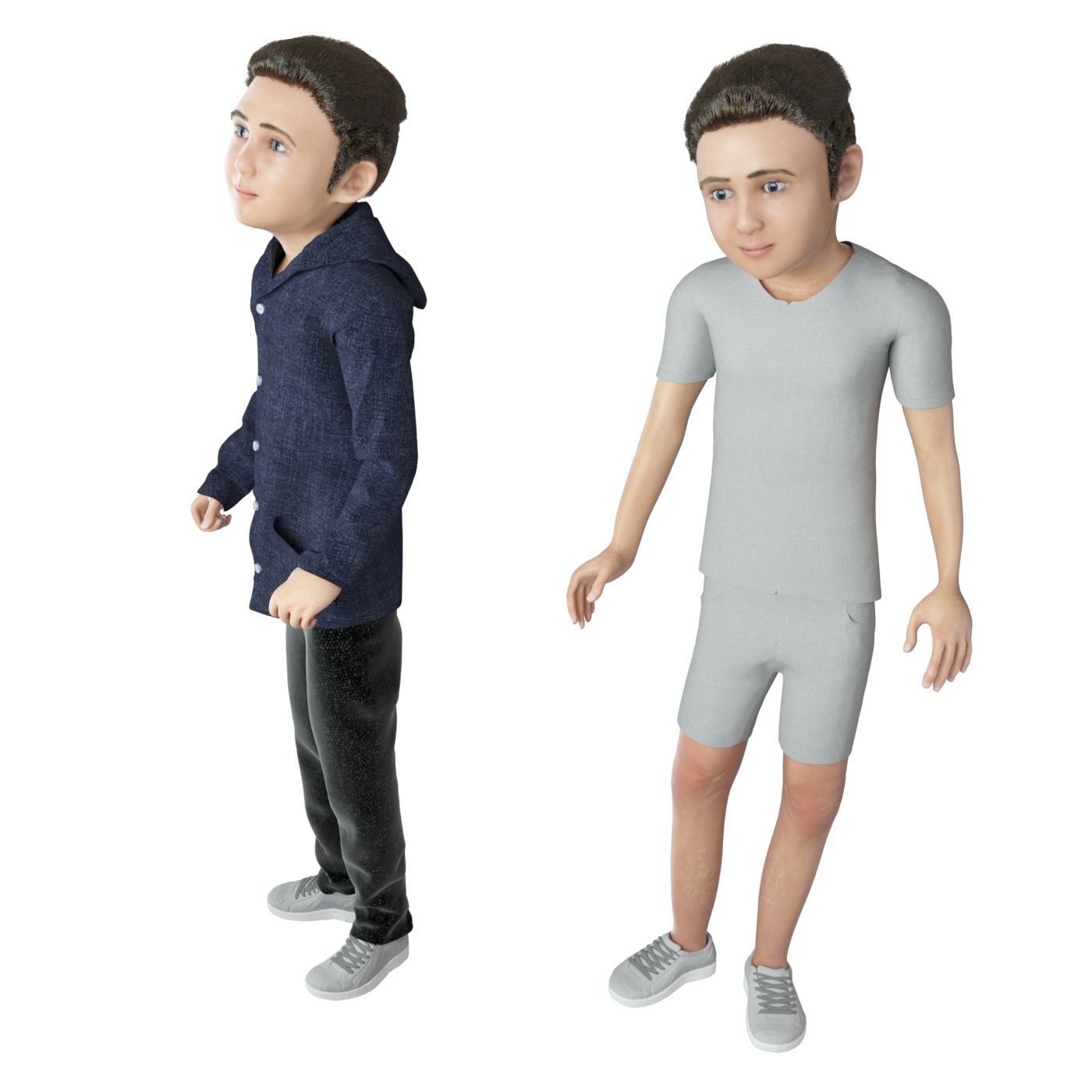 Family 4x models real cloth simulation conversation animation 4 3D Model Collection_15