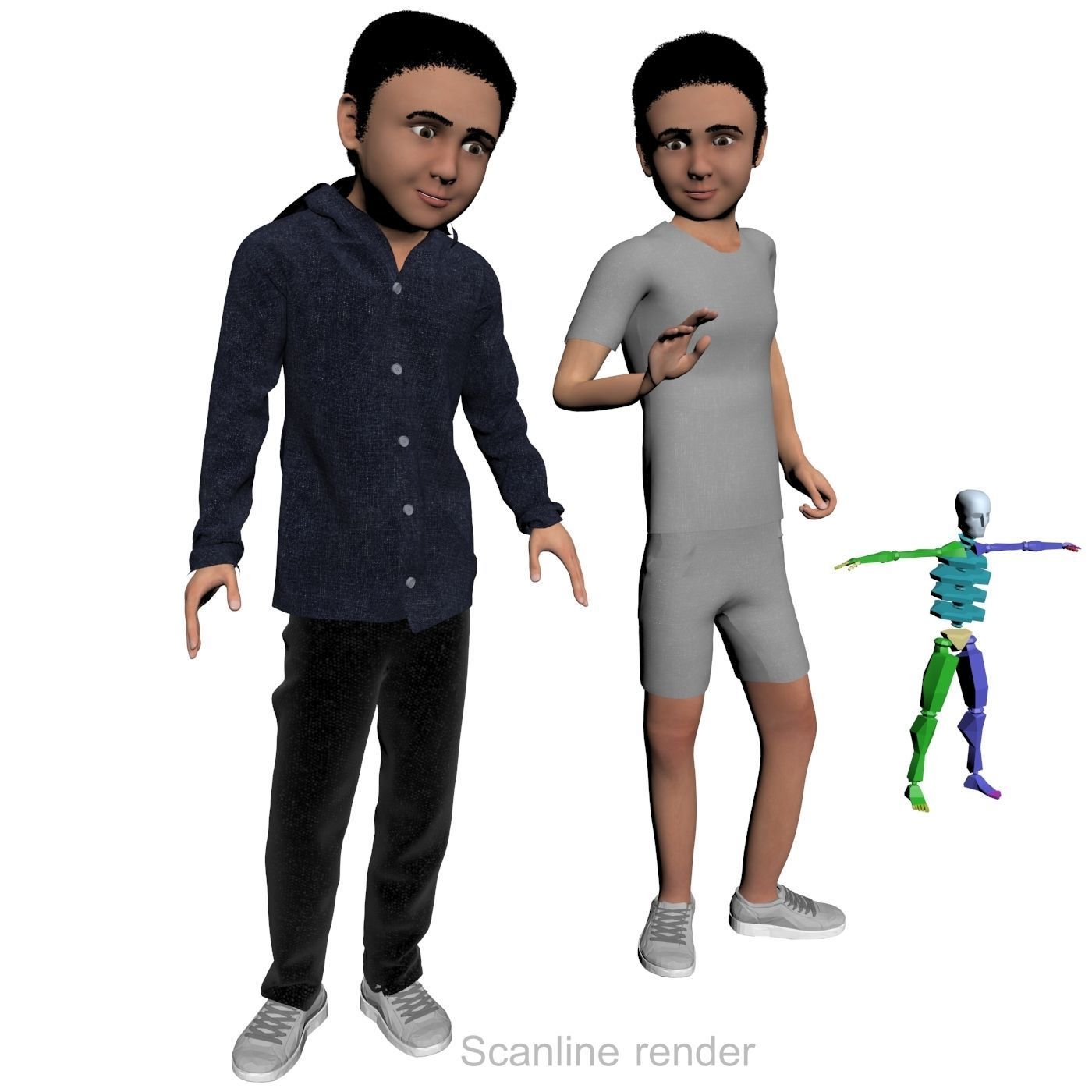 Family 4x models real cloth simulation conversation animation 4 3D Model Collection_18