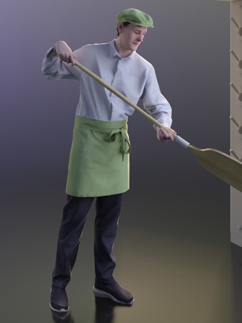 Felix 10144 - Standing Pizza baker Low-poly 3D model_1