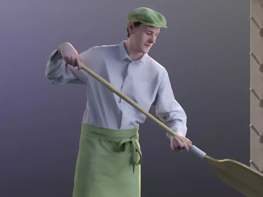 Felix 10144 - Standing Pizza baker Low-poly 3D model_0