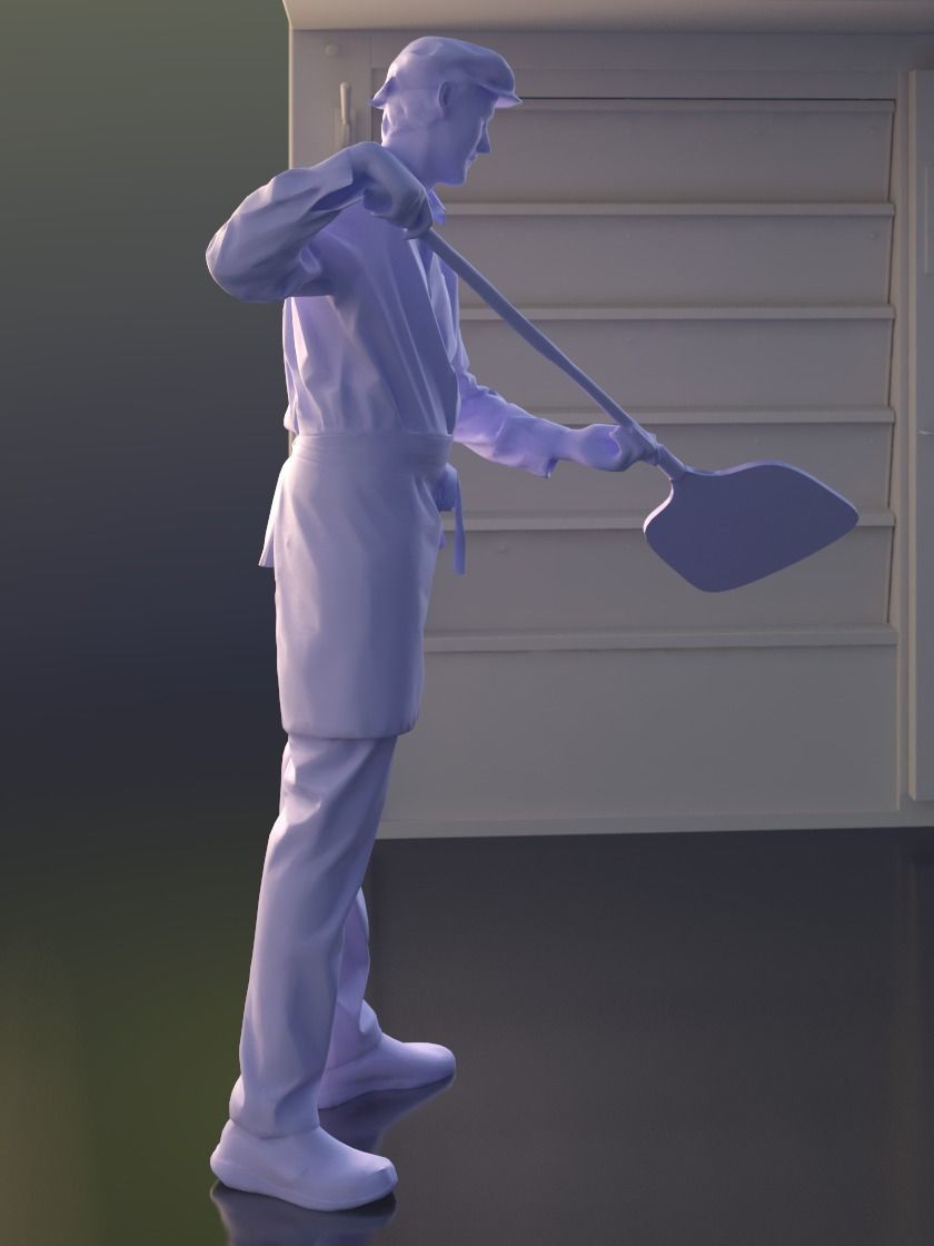 Felix 10144 - Standing Pizza baker Low-poly 3D model_4