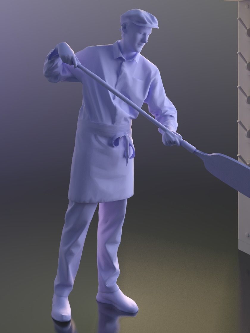 Felix 10144 - Standing Pizza baker Low-poly 3D model_3