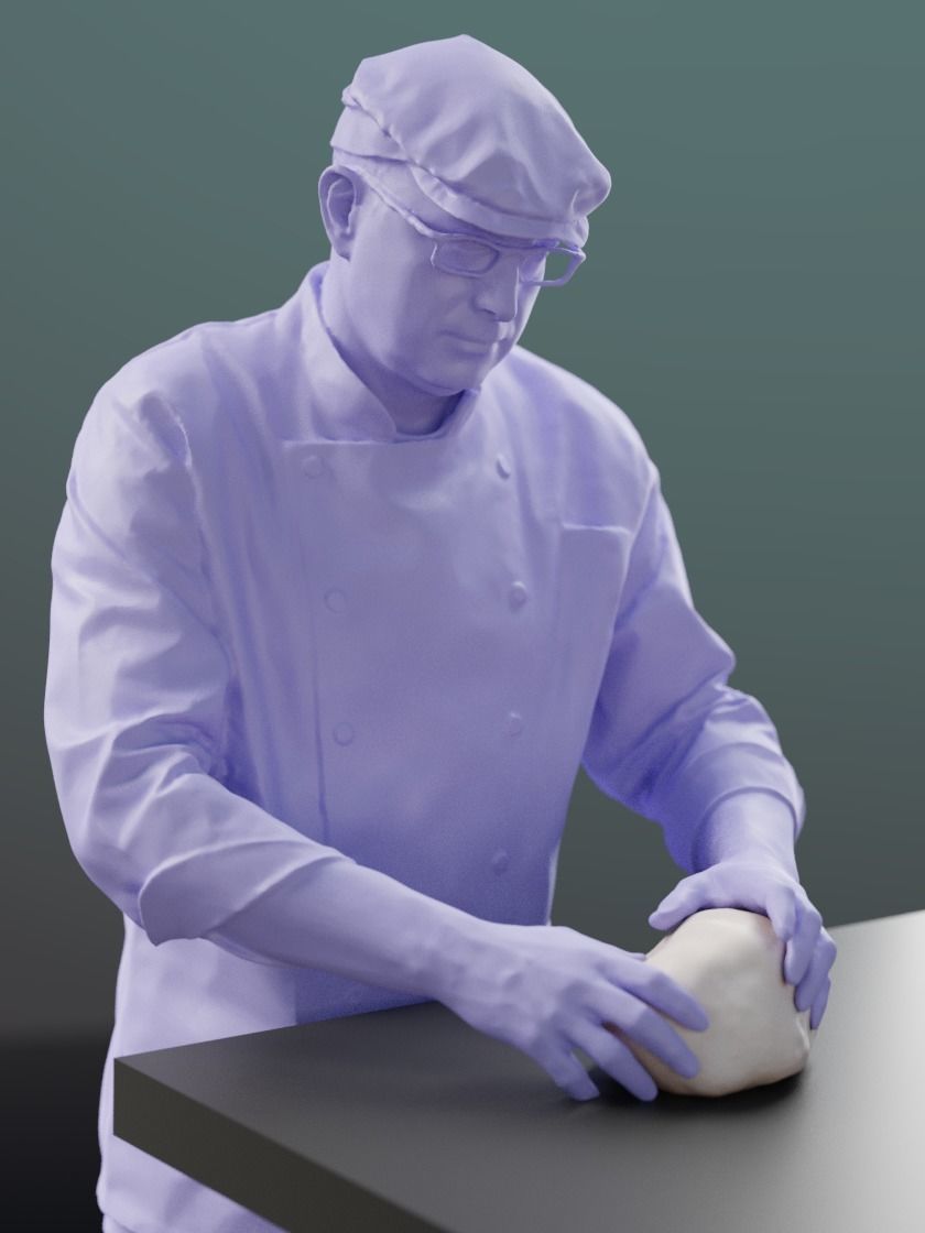 Clemens 10140 - Standing Baker Low-poly 3D model_4