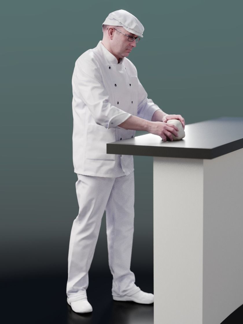 Clemens 10140 - Standing Baker Low-poly 3D model_1