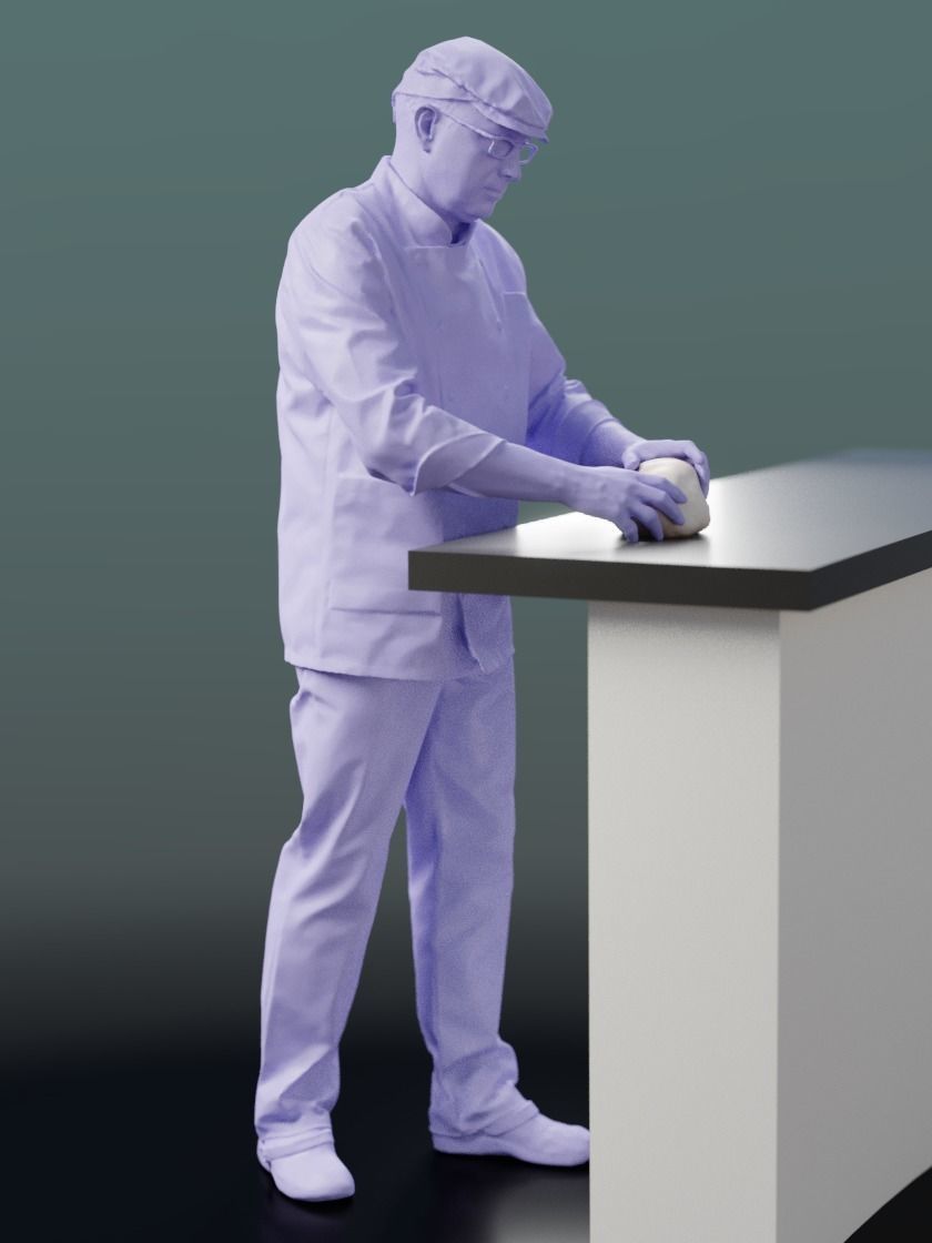 Clemens 10140 - Standing Baker Low-poly 3D model_3
