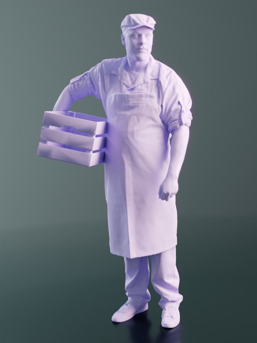 Sevin 10137 - Standing Warehouse Man Low-poly 3D model_3