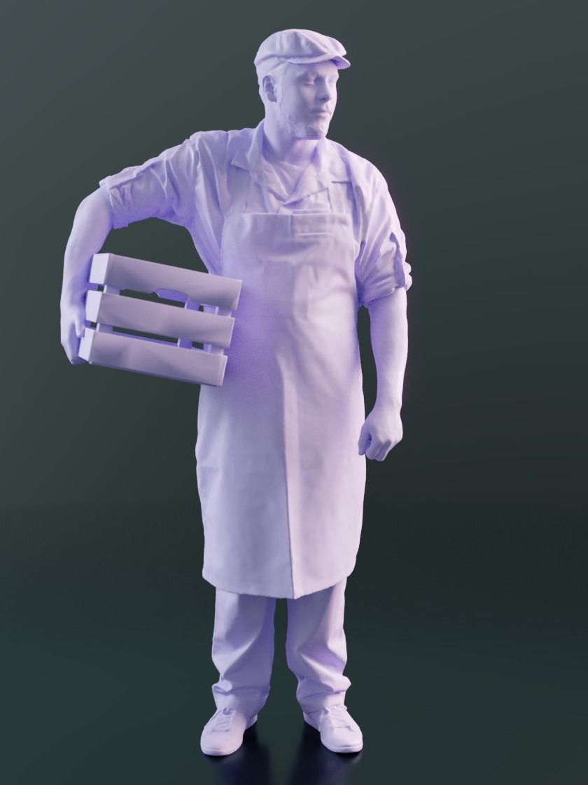 Sevin 10137 - Standing Warehouse Man Low-poly 3D model_4