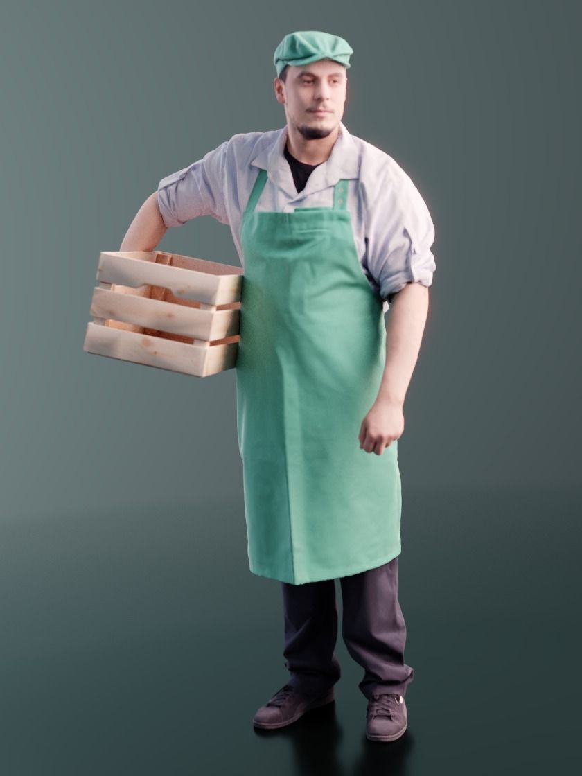 Sevin 10137 - Standing Warehouse Man Low-poly 3D model_1